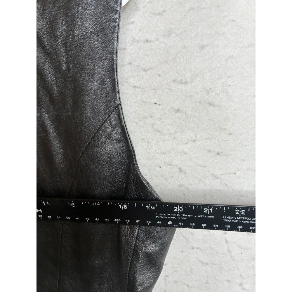 Classiques for Nordstrom Black Leather Vest Zip Front Gold Hardware Size 14